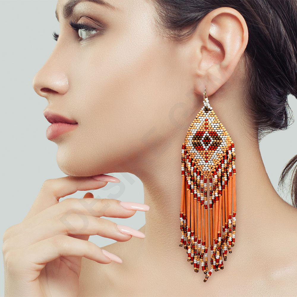 Colorful Beaded Earrings,Hook Dangle Earrings, Bohemia Boho Tassel Earrings FER1034