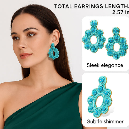 Colorful Beaded Earrings,Seed Bead,Hoop Dangle Earrings, Bohemia,Tassel Earrings FER1039