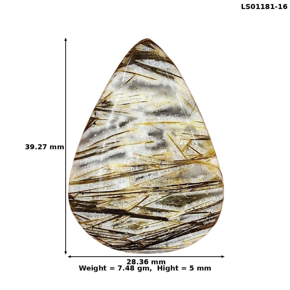 Stick Agate 39.27x28.36x5 mm Pear Gemstone LS01181-16