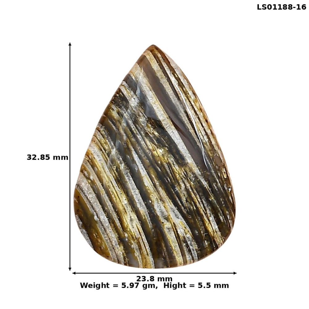 Stick Agate 32.85x23.8x5.5 mm Pear Gemstone LS01188-16