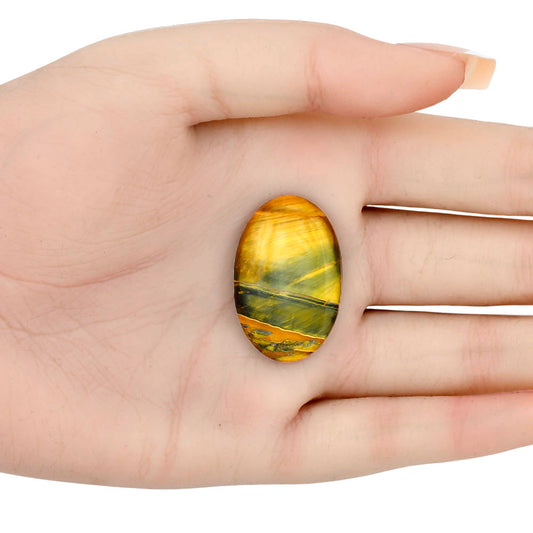 Blue Tiger Eye 31.6x20.5x5.5 mm Oval Gemstone LS01273-17