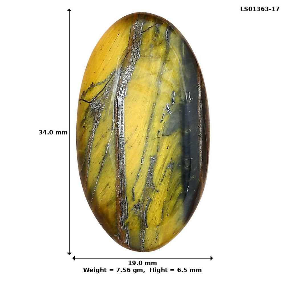 Blue Tiger Eye 34x19x6.5 mm Oval Gemstone LS01363-17