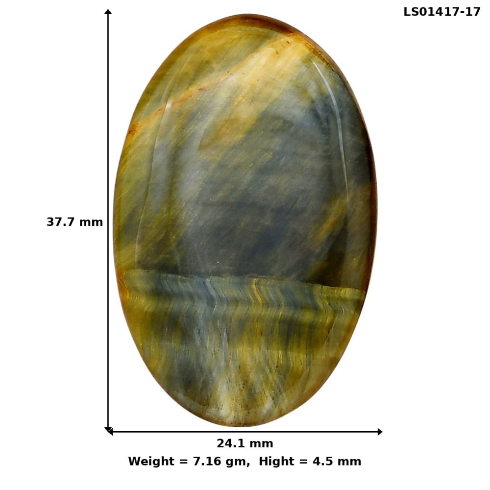 Blue Tiger Eye 37.7x24.1x4.5 mm Oval Gemstone LS01417-17