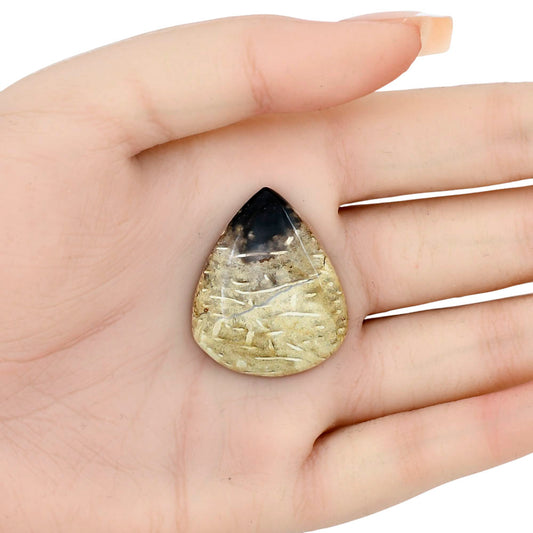 Root Plume Agate 32x26.6x5.5 mm Pear Gemstone LS01444-18