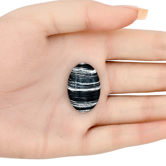 Silver Leaf Obsidian 28.12x18.7x5.7 mm Oval Gemstone LS01655-22