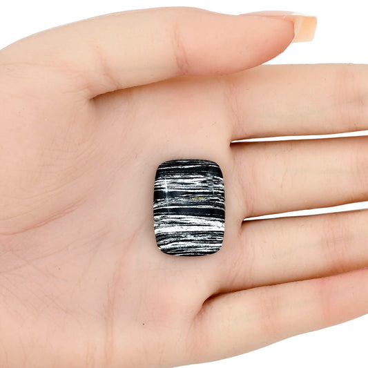 Silver Leaf Obsidian 24x17.7x5 mm Baguette Gemstone LS01660-22