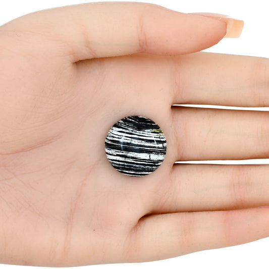 Silver Leaf Obsidian 21x21x6.8 mm Round Gemstone LS01675-22