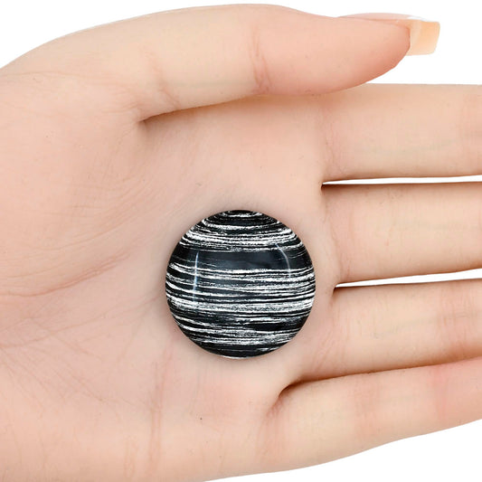Silver Leaf Obsidian 28x28x7 mm Round Gemstone LS01685-22