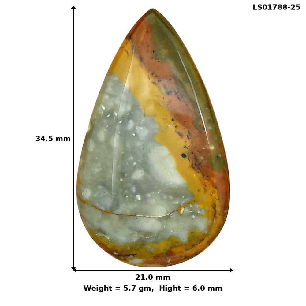 Rocky Butte Picture Jasper 34.5x21x6 mm Pear Gemstone LS01788-25