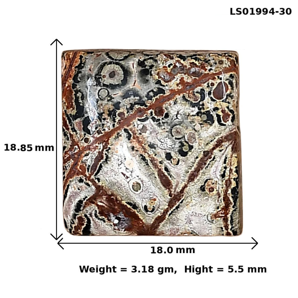 Leopard Skin Jasper 18.85x18x5.5 mm Baguette Gemstone LS01994-30