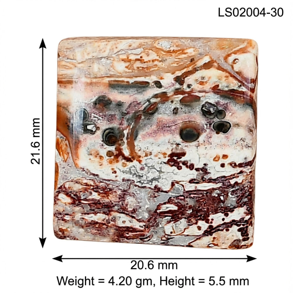 Leopard Skin Jasper 21.6x20.6x5.5 mm Baguette Gemstone LS02004-30