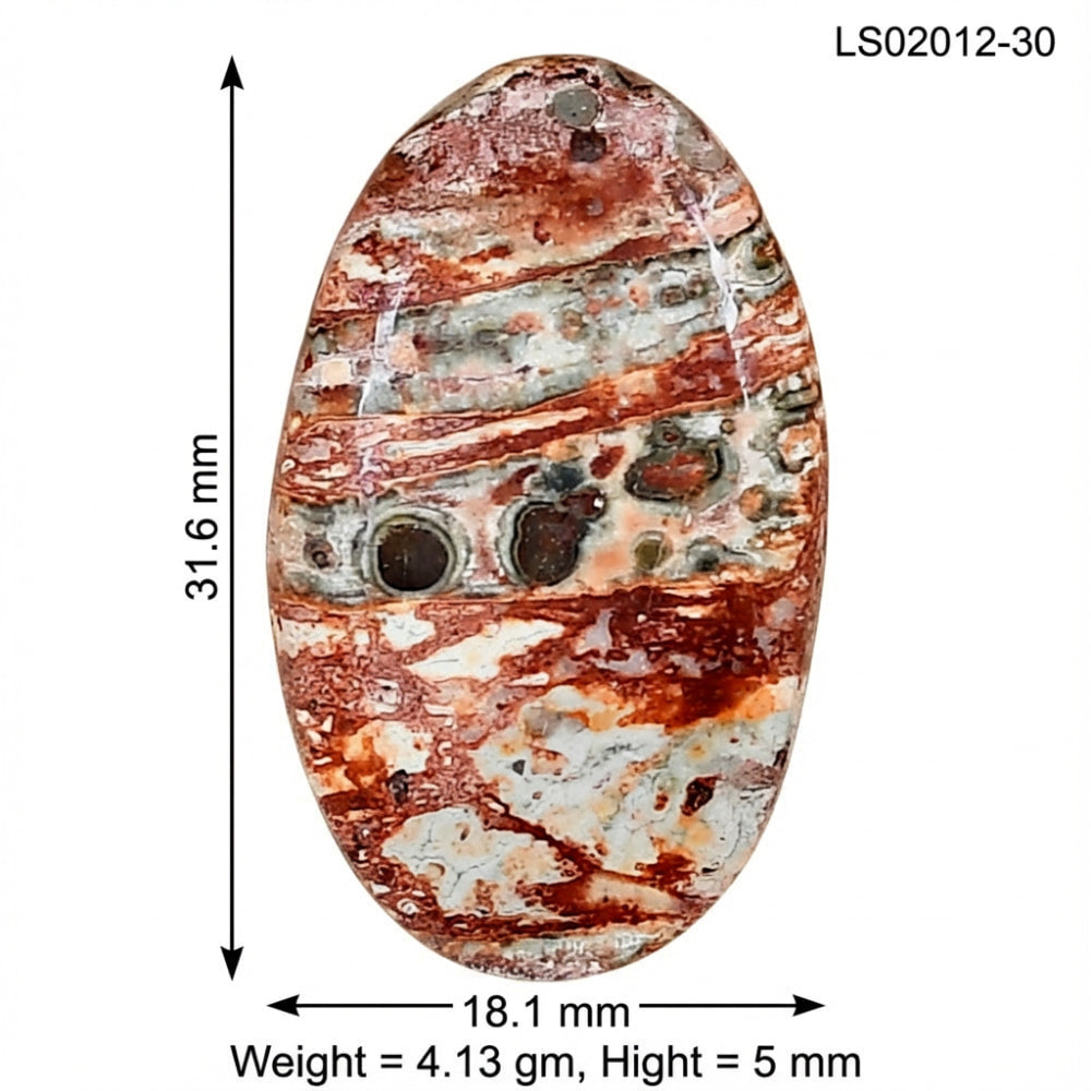 Leopard Skin Jasper 31.6x18.1x5 mm Oval Gemstone LS02012-30