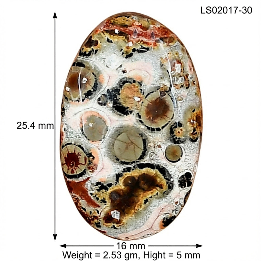 Leopard Skin Jasper 25.4x16x5 mm Oval Gemstone LS02017-30