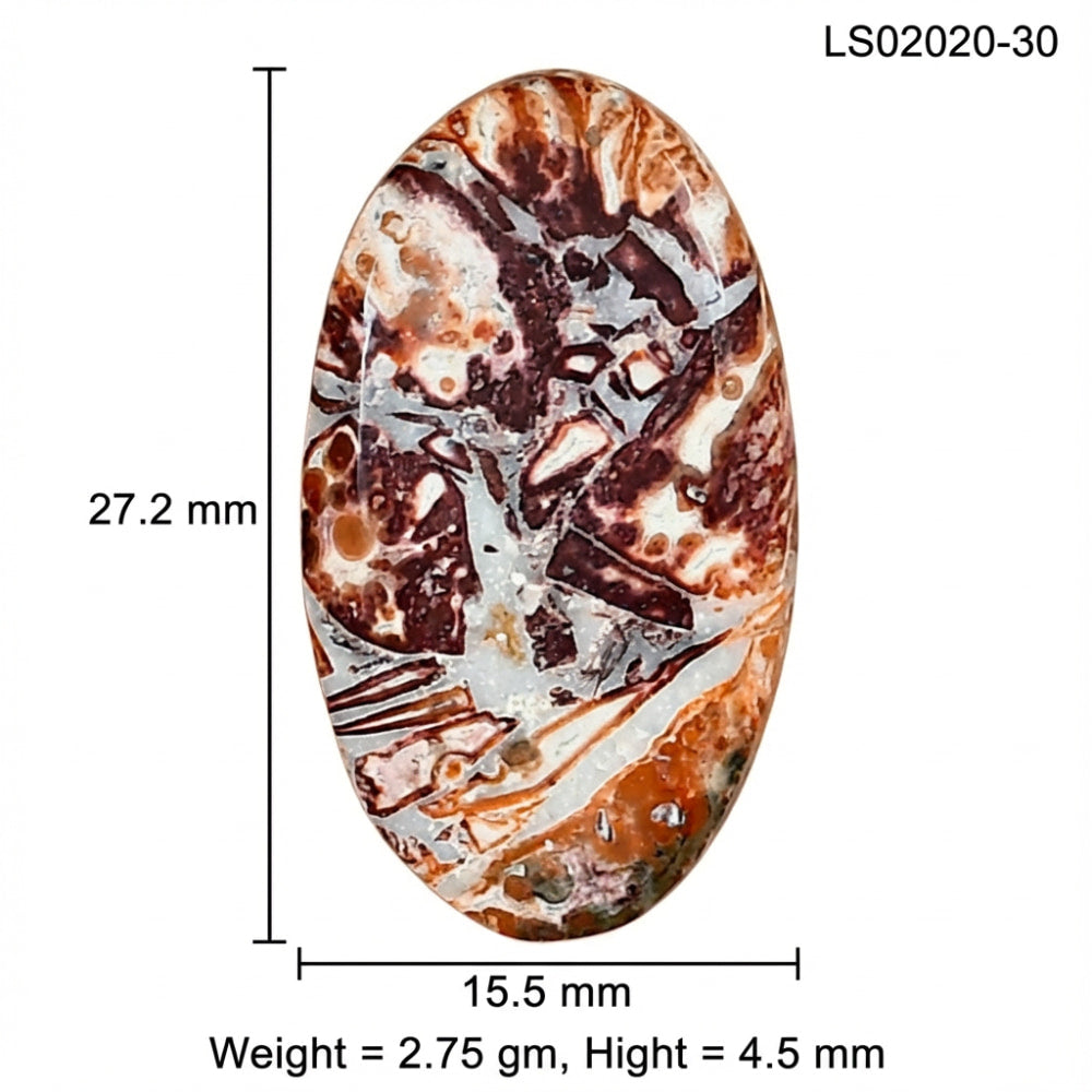 Leopard Skin Jasper 27.2x15.5x4.5 mm Oval Gemstone LS02020-30