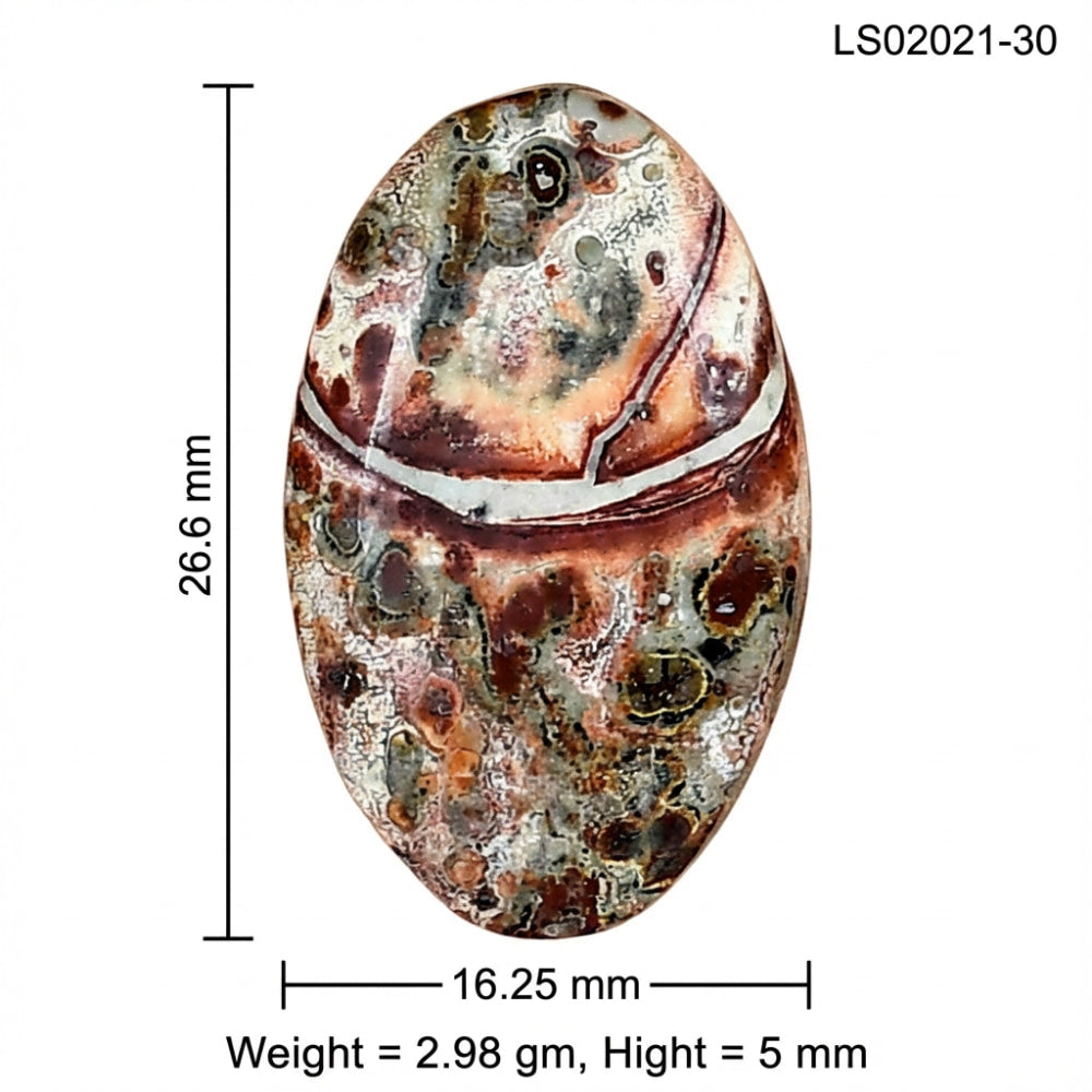 Leopard Skin Jasper 26.6x16.25x5 mm Oval Gemstone LS02021-30