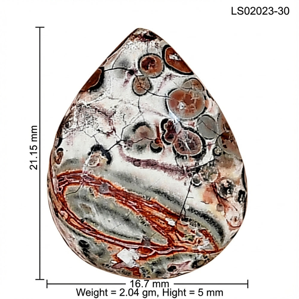 Leopard Skin Jasper 21.15x16.7x5 mm Pear Gemstone LS02023-30