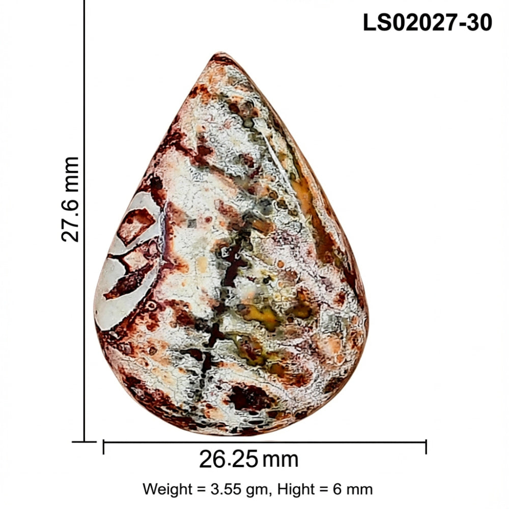 Leopard Skin Jasper 27.6x19.25x6 mm Pear Gemstone LS02027-30