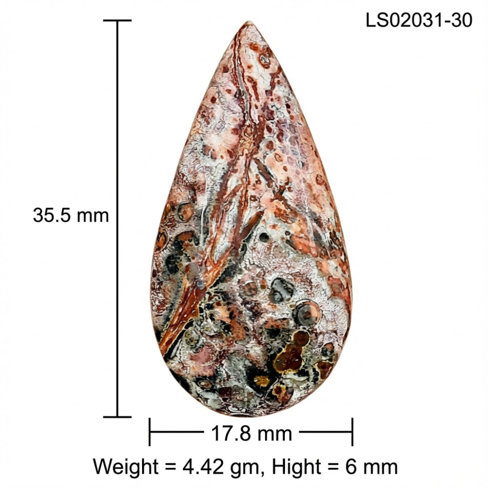Leopard Skin Jasper 35.5x17.8x6 mm Pear Gemstone LS02031-30
