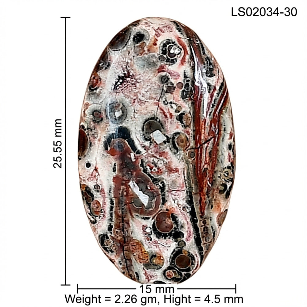 Leopard Skin Jasper 25.55x15x4.5 mm Oval Gemstone LS02034-30