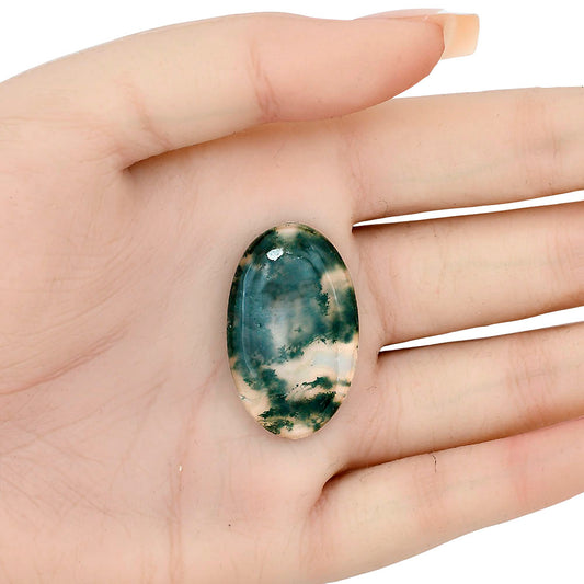 Green Moss Agate 33x20.3x5 mm Oval Gemstone LS02038-31