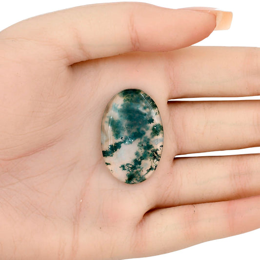 Green Moss Agate 32.9x21.55x4 mm Oval Gemstone LS02040-31