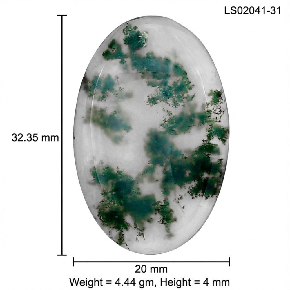 Green Moss Agate 32.35x20x4 mm Oval Gemstone LS02041-31