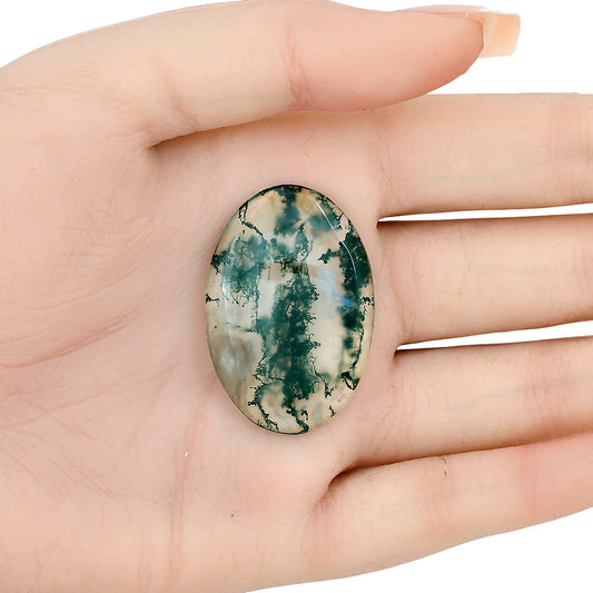 Green Moss Agate 37.8x25.6x5 mm Oval Gemstone LS02047-31