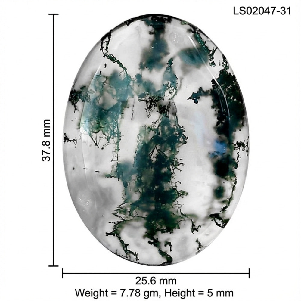 Green Moss Agate 37.8x25.6x5 mm Oval Gemstone LS02047-31