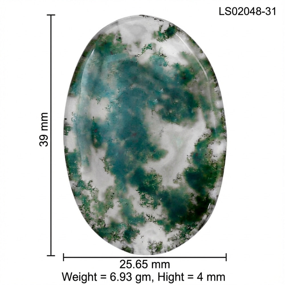 Green Moss Agate 39x25.65x4 mm Oval Gemstone LS02048-31