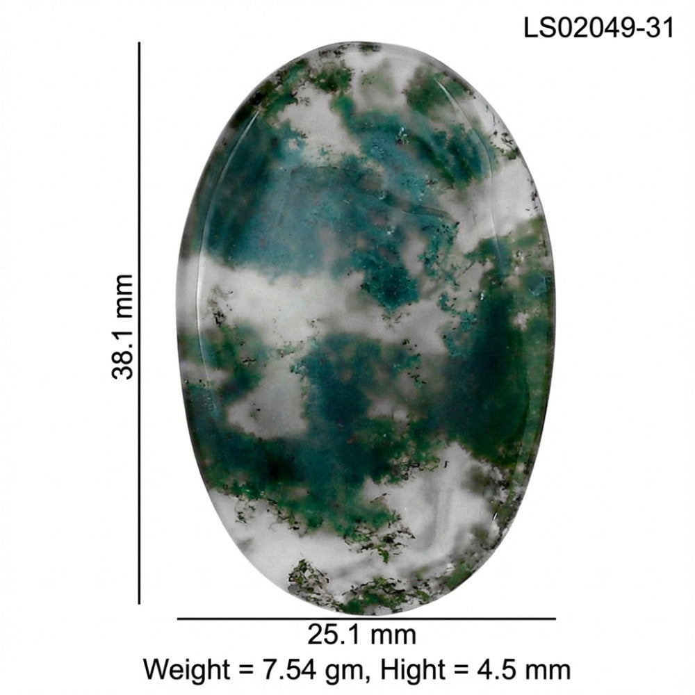 Green Moss Agate 38.1x25.1x4.5 mm Oval Gemstone LS02049-31