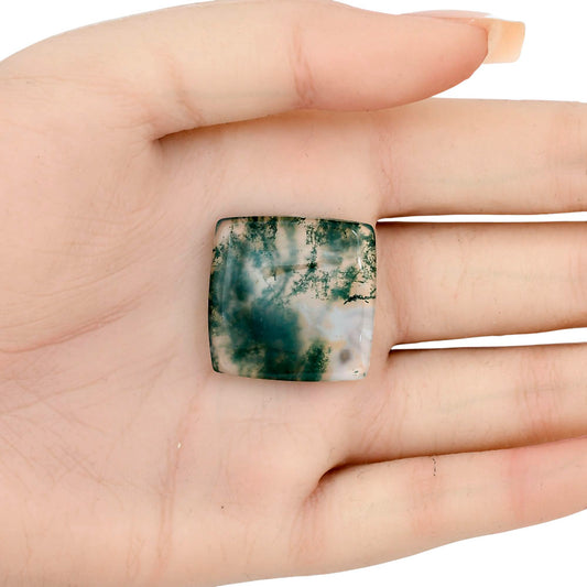 Green Moss Agate 25.4x25.2x5 mm Baguette Gemstone LS02054-31