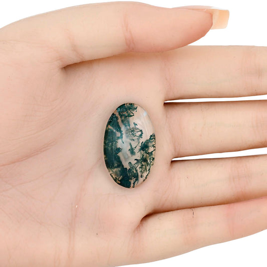Green Moss Agate 28.6x17.55x4.7 mm Oval Gemstone LS02060-31