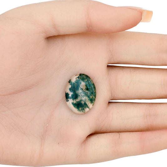 Green Moss Agate 21.6x16.7x4 mm Oval Gemstone LS02062-31
