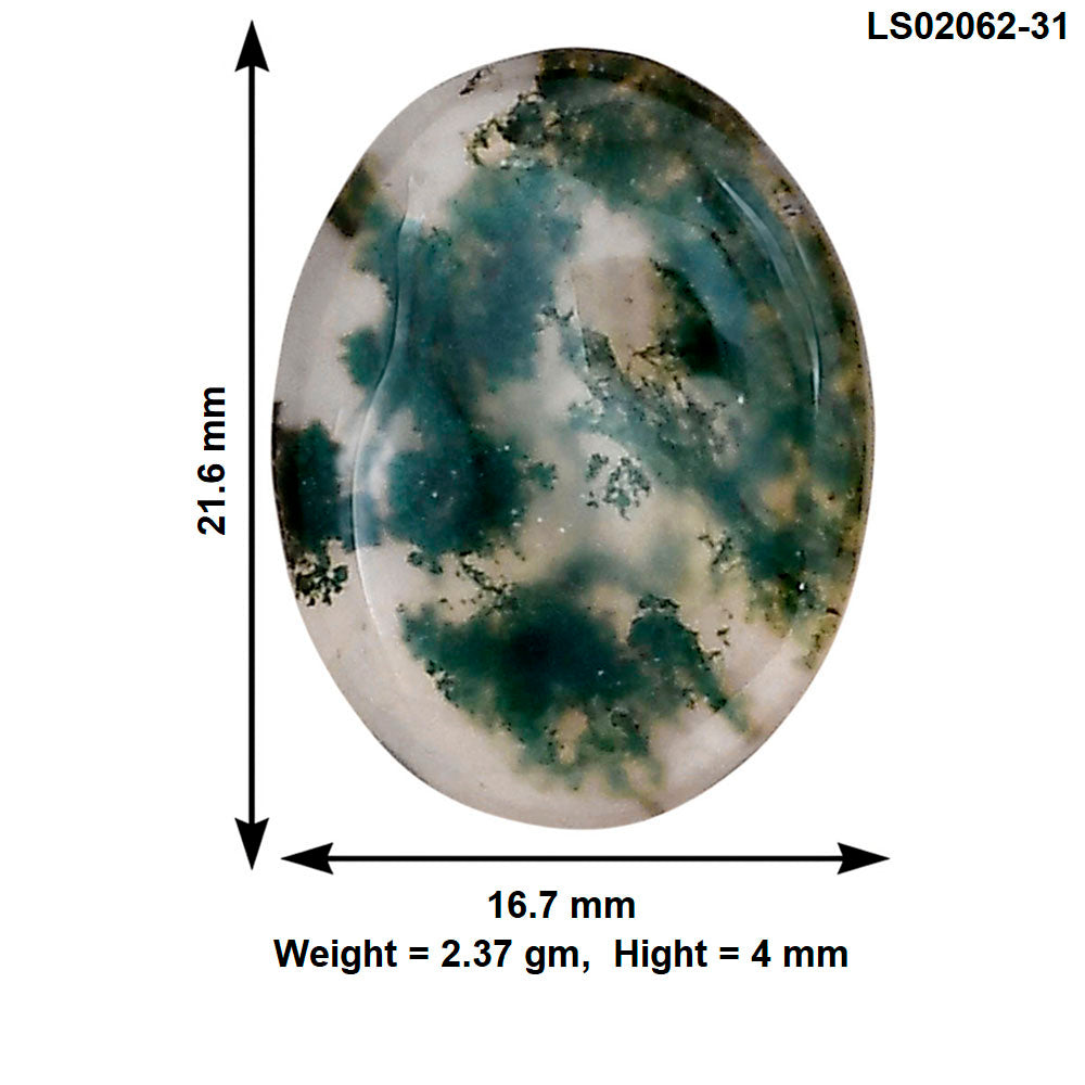 Green Moss Agate 21.6x16.7x4 mm Oval Gemstone LS02062-31
