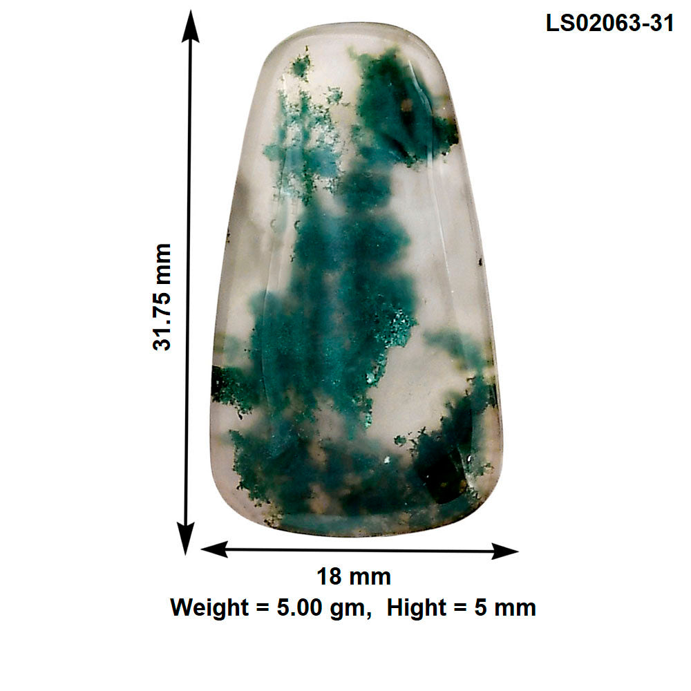 Green Moss Agate 31.75x18x5 mm Fancy Gemstone LS02063-31