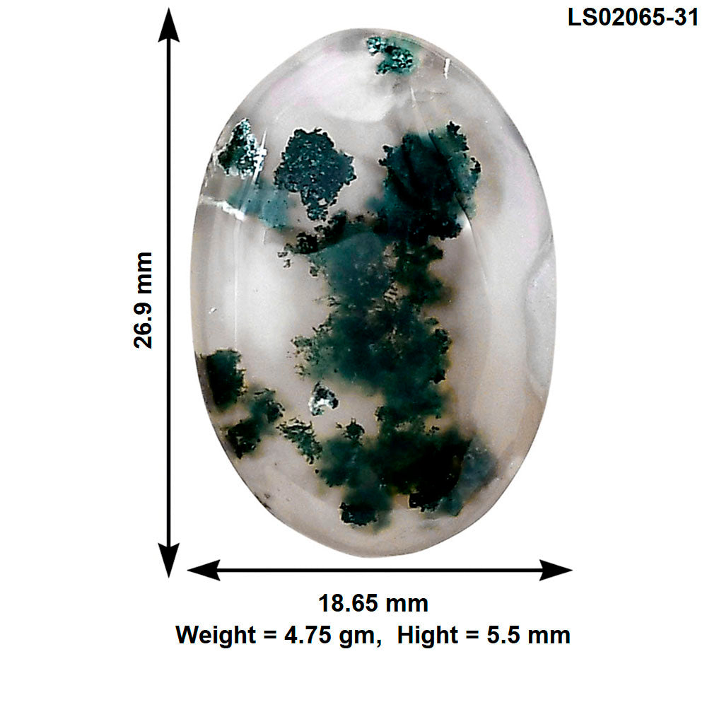 Green Moss Agate 26.9x18.65x5.5 mm Oval Gemstone LS02065-31