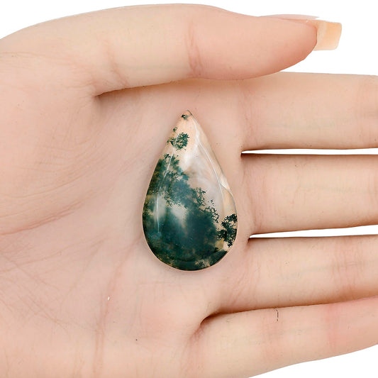 Green Moss Agate 37x21.8x5 mm Pear Gemstone LS02068-31