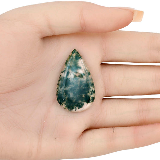Green Moss Agate 35.3x21.8x5 mm Pear Gemstone LS02070-31