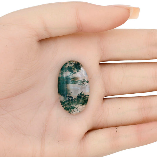 Green Moss Agate 29.85x17.8x5 mm Oval Gemstone LS02072-31