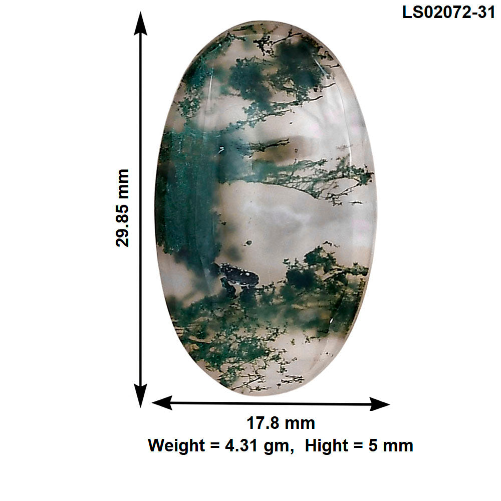 Green Moss Agate 29.85x17.8x5 mm Oval Gemstone LS02072-31