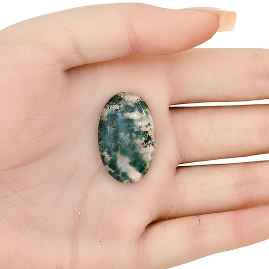 Green Moss Agate 29.85x18.85x5 mm Oval Gemstone LS02074-31