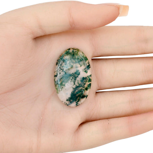 Green Moss Agate 34.7x22x5 mm Oval Gemstone LS02079-31