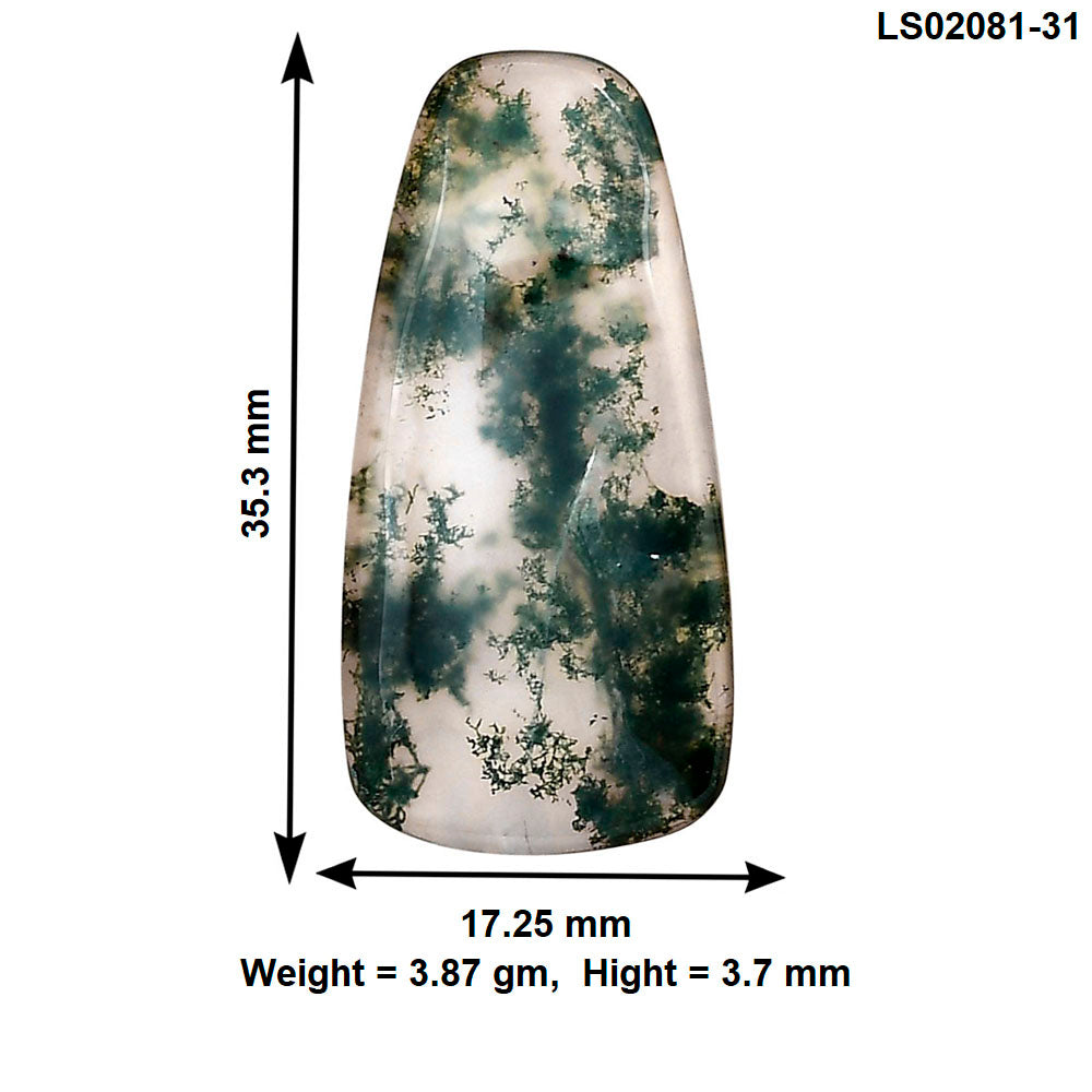 Green Moss Agate 35.3x17.25x3.7 mm Fancy Gemstone LS02081-31