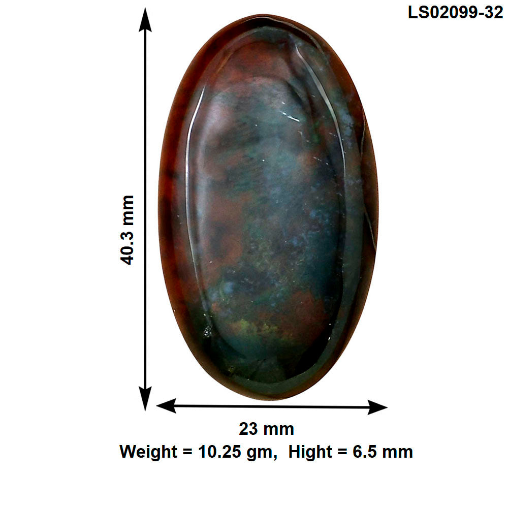Blood Stone 40.3x23x6.5 mm Oval Gemstone LS02099-32