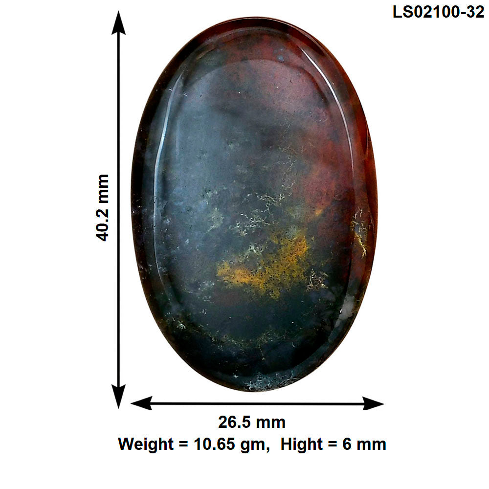 Blood Stone 40.2x26.5x6 mm Oval Gemstone LS02100-32