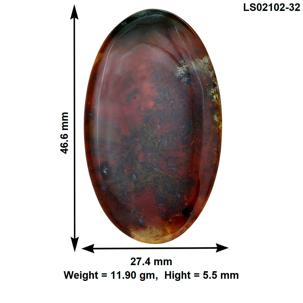 Blood Stone 46.6x27.4x5.5 mm Oval Gemstone LS02102-32