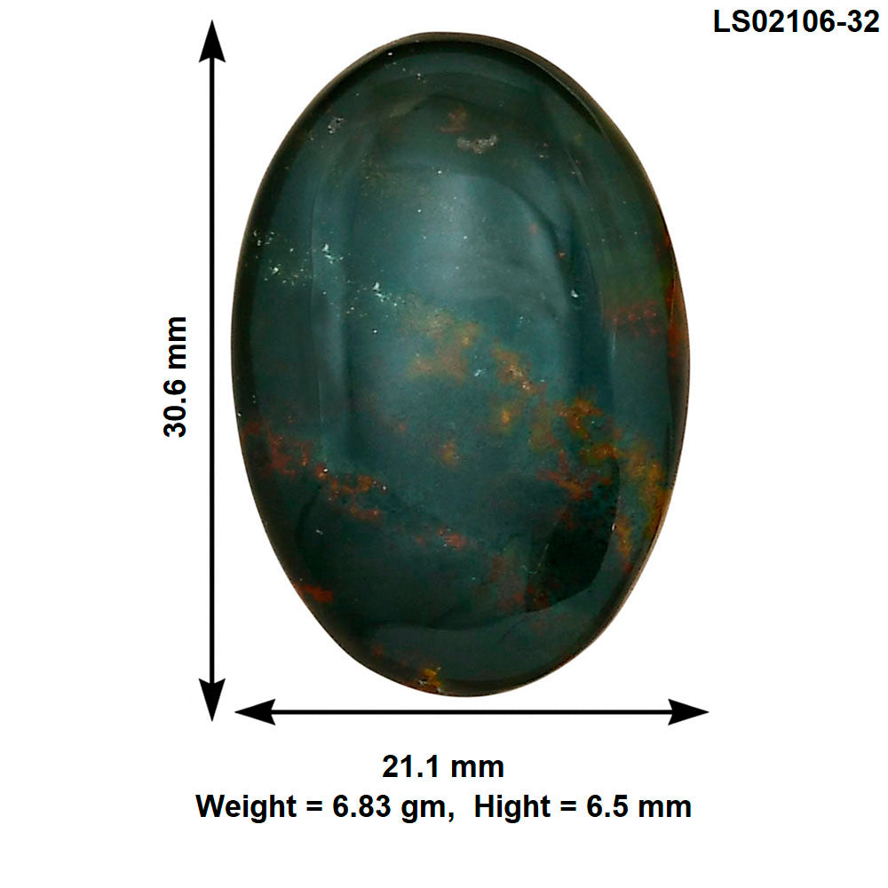 Blood Stone 30.6x21.1x6.5 mm Oval Gemstone LS02106-32