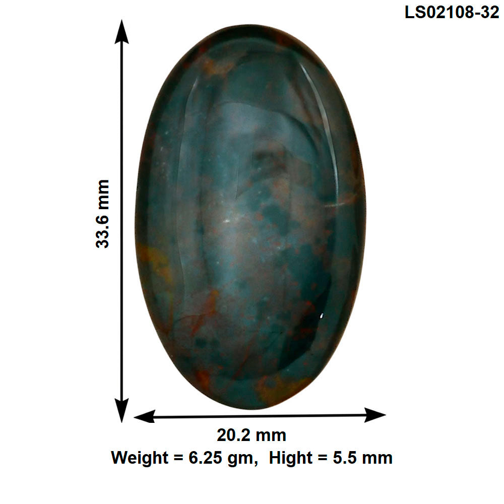 Blood Stone 33.6x20.2x5.5 mm Oval Gemstone LS02108-32