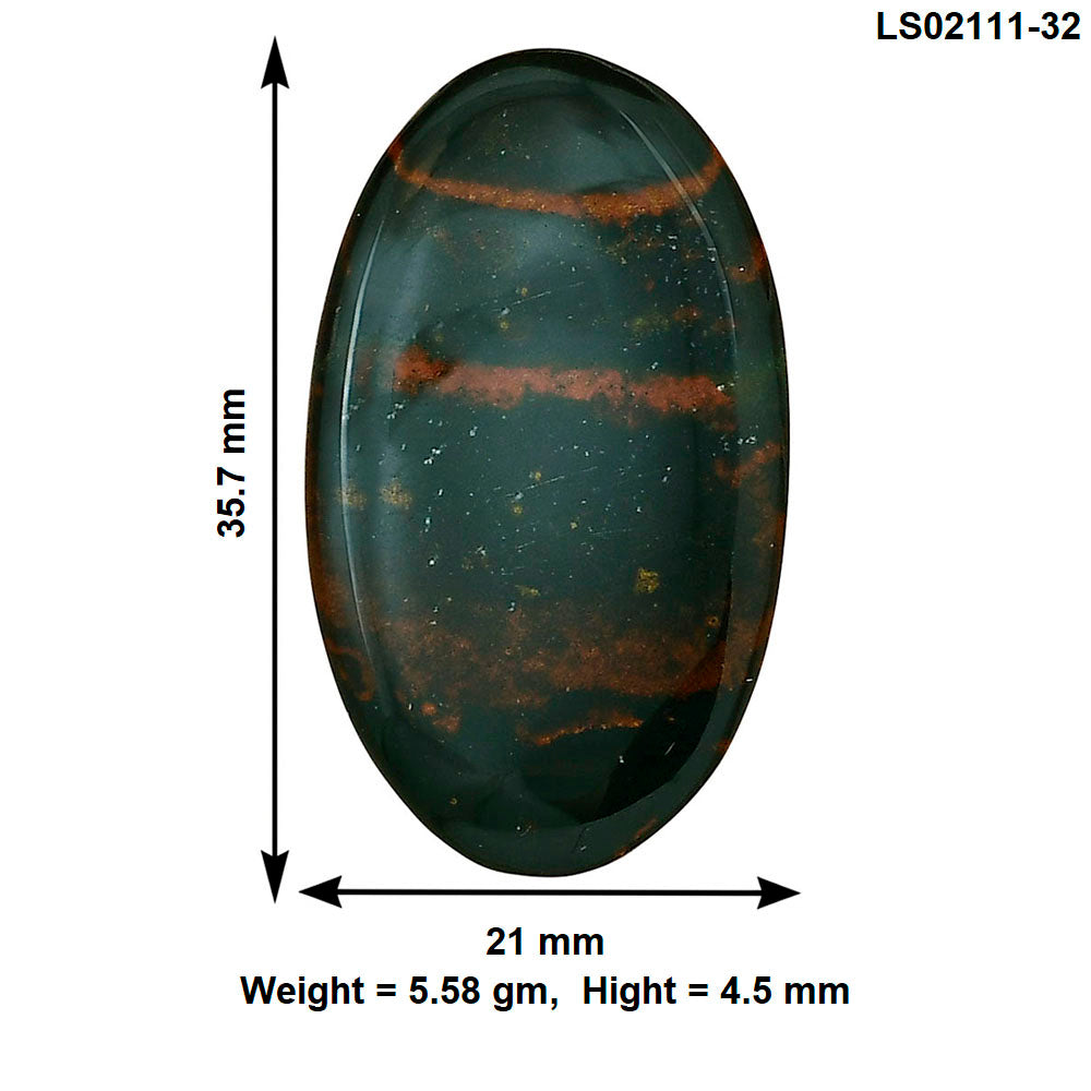 Blood Stone 35.7x21x4.5 mm Oval Gemstone LS02111-32
