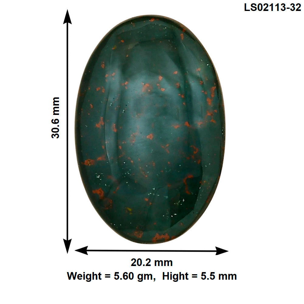 Blood Stone 30.6x20.2x5.5 mm Oval Gemstone LS02113-32